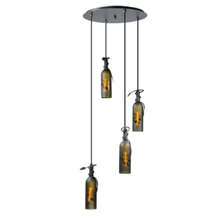 Meyda Tiffany 4 Light 18" Wide Multi Light Pendant with Handmade Shade Antique Bronze