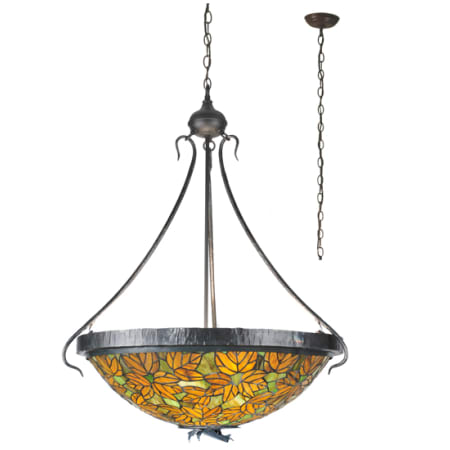 Meyda Tiffany 4 Light 30" Wide Pendant with Handmade Shade Hammered Black
