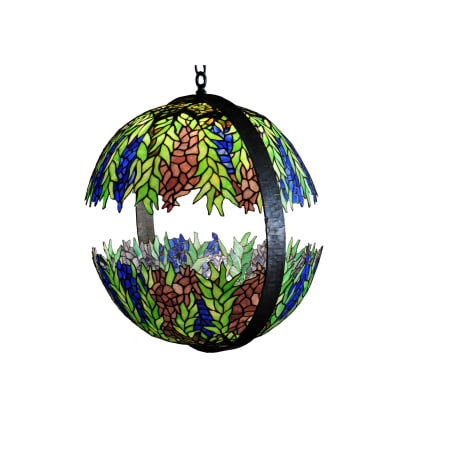 Meyda Tiffany Single Light 24-1/2" Wide Pendant with Handmade Shade Hammered Black