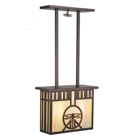 Meyda Tiffany Asian Two Light Down Lighting Outdoor Pendant from the Damselfly Collection Bronze