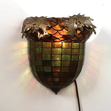 Meyda Tiffany Acorn & Oak Leaves 12" Wide Single Light Wall Washer with Stained Glass Shade Tiffany Glass