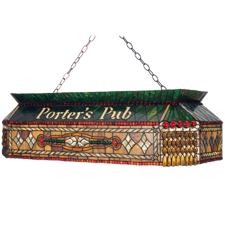 Meyda Tiffany Personalized Porter's Pub 3 Light 40" Wide Billiard Chandelier with Tiffany Glass Shade Mahogany Bronze