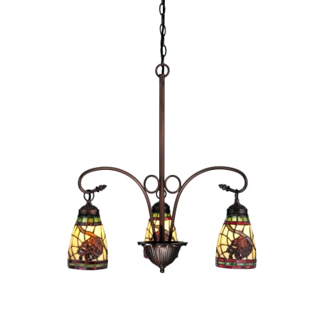 Meyda Tiffany Pinecone Dome 3 Light 23" Wide Chandelier with Tiffany Glass Shade Bronze