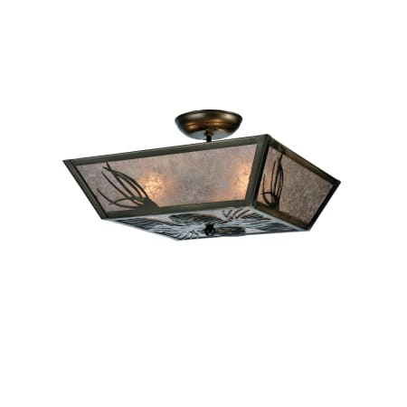 Meyda Tiffany Mountain Pine 3 Light 21-1/2" Wide Semi Flush Ceiling Fixture with Silver Mica Shade Antique Copper