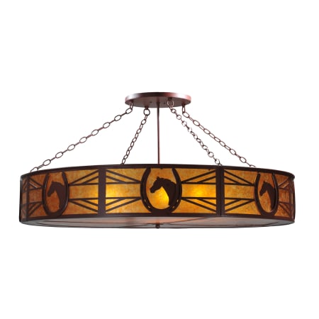 Meyda Tiffany 48" W Horseshoe Semi-Flushmount Ceiling Fixture Rust / Amber Mica
