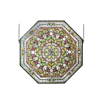 Meyda Tiffany Front Hall Floral Hand-Crafted 35"H X 35"W Stained Glass Window Antique Bronze
