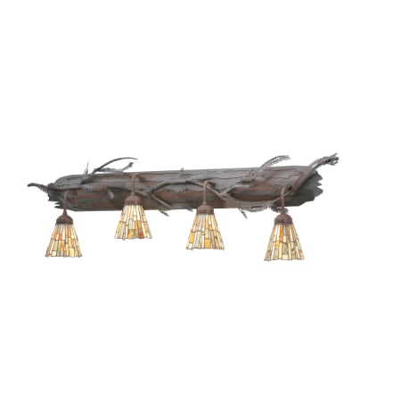 Meyda Tiffany 48" Wide Jadestone Delta 4 Light Vanity Light Cafe Noir / Wrought Iron