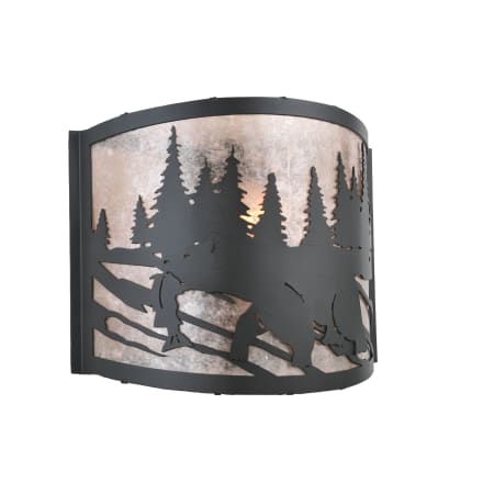 Meyda Tiffany 12" W Grizzly Bear Left Wall Sconce Black / Silver Mica