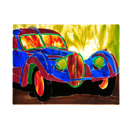 Meyda Tiffany 18" W X 13.75" H Bugatti Atlantic Fused Glass Window Blue Pink Amber