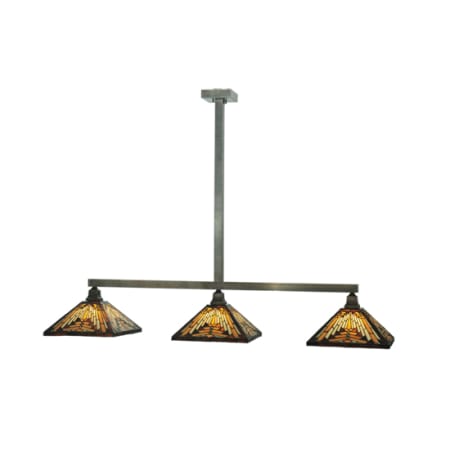 Meyda Tiffany Mission 3 Light 63" Wide Linear Pendant Antique Brass