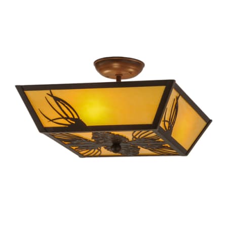 Meyda Tiffany Mountain Pine 3 Light 22" Wide Semi-Flush Ceiling Fixture - Cafe-Noir Finish Cafe-Noir