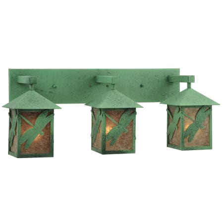 Meyda Tiffany 30" W Seneca Dragonfly 3 Light Vanity Light Verdant Green / Silver Mica