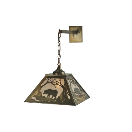 Meyda Tiffany 15.5" W Bear At Dawn Hanging Wall Sconce Antique Copper / Silver Mica