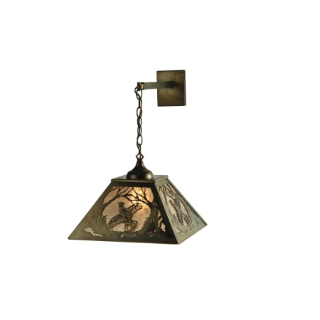 Meyda Tiffany 15.5" W Ruffed Grouse Hanging Wall Sconce Antique Copper / Silver Mica