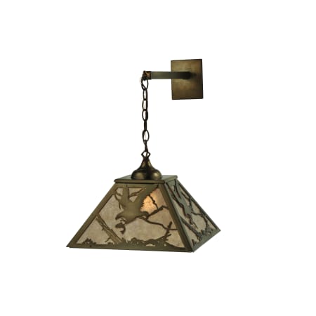 Meyda Tiffany 15.5" W Strike Of The Eagle Hanging Wall Sconce Antique Copper / Silver Mica