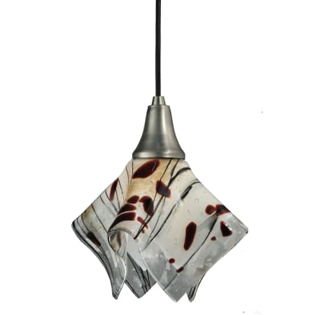 Meyda Tiffany 9" W Ramoscelli Handkerchief Fused Glass Mini Pendant White Irid / Black / Streamers