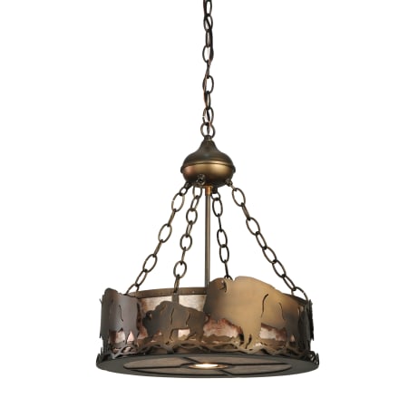 Meyda Tiffany 16" W Buffalo Inverted Pendant Antique Copper / Silver Mica