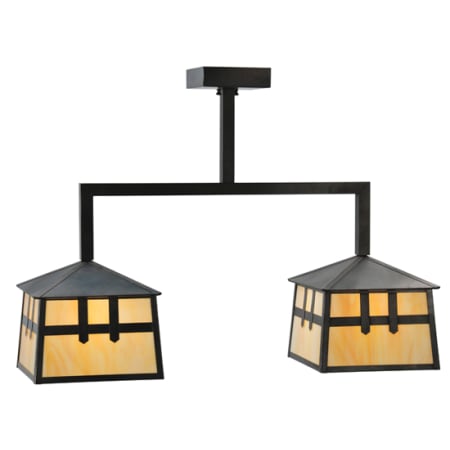 Meyda Tiffany Stillwater 2 Light 33" Wide Linear Pendant Craftsman Brown