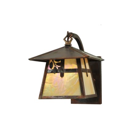 Meyda Tiffany 8" W Stillwater Cross with Branch Curved Arm Wall Sconce Vintage Copper