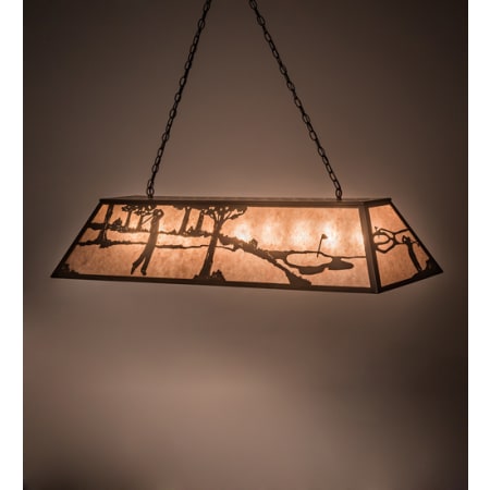 Meyda Tiffany Golf 9 Light 60" Wide Linear Pendant Antique Copper
