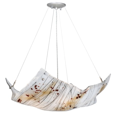 Meyda Tiffany 28" W Ramoscelli Crinkle Fused Glass Inverted Pendant White Irid / Black / Streamers