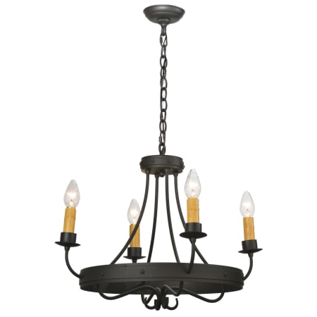 Meyda Tiffany 25" W Franciscan 4 Light Chandelier Wrought Iron