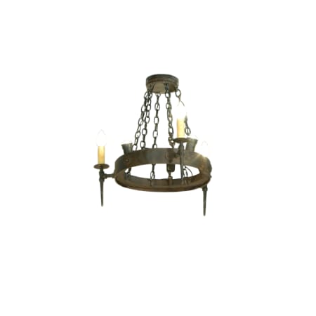 Meyda Tiffany 27" W Warwick 6 Light with Uplight Chandelier Black Rusted and Waxed Iron