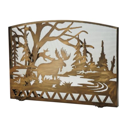 Meyda Tiffany 47" W X 38" H Moose Creek Arched Fireplace Screen Antique Copper Mesh