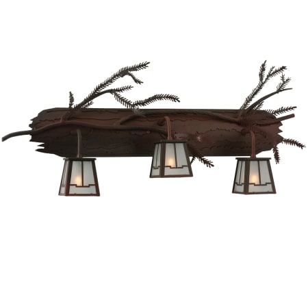 Meyda Tiffany 32" W Pine Branch Valley View 3 Light Vanity Light Rust / Wrought Iron Glass