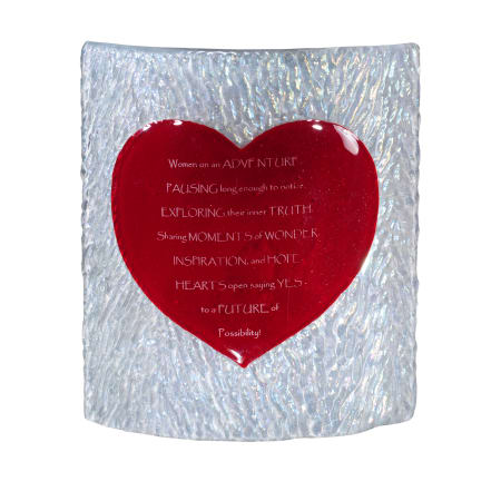 Meyda Tiffany 7" W Personalized Heart Fused Glass Panel Red / Ripple Clear