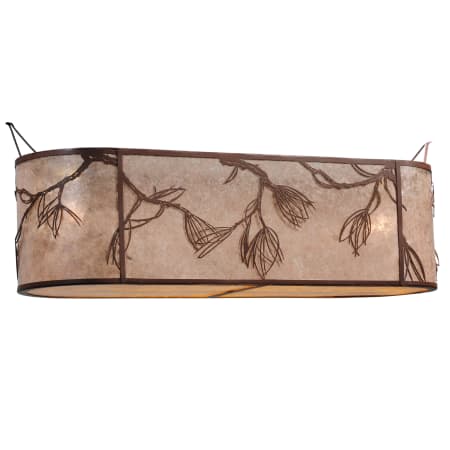 Meyda Tiffany 44" L Whispering Pines Oblong Inverted Replacement Shade Cafe Noir-Rust / Silver Mica Amber