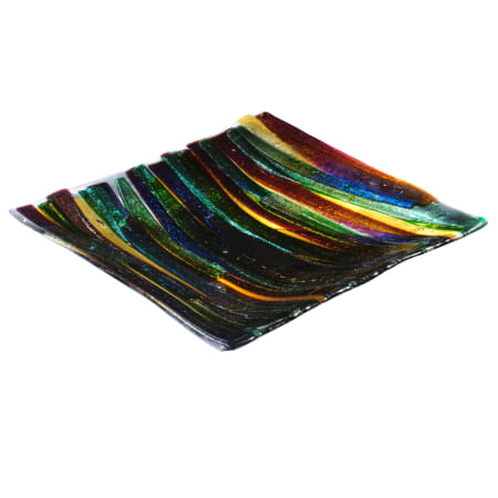 Meyda Tiffany 13" Square Penna Di Pavone Fused Glass Plate Irid Purple / Irid Green / Amber