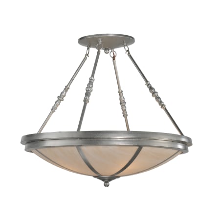 Meyda Tiffany 30" W Commerce Semi-Flushmount Ceiling Fixture Polished Nickel Powder Coat Faux Alabaster