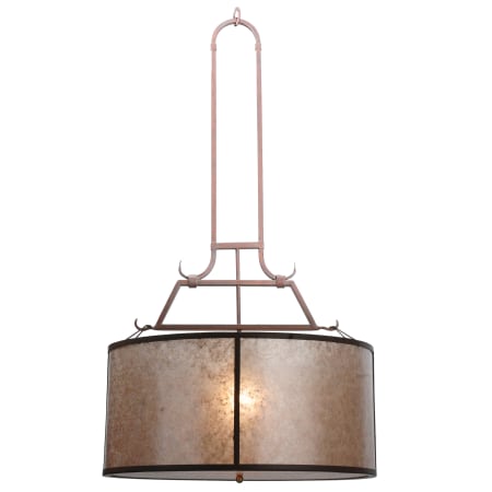 Meyda Tiffany 26" W Simple Mission Inverted Pendant Cafe Noir-Rust / Silver Mica Amber Mica Diffuser