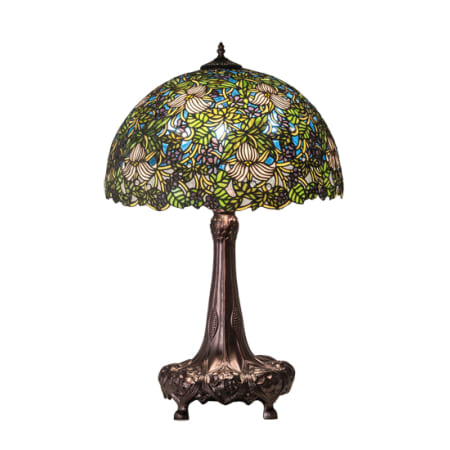 Meyda Tiffany Trillium & Violet 3 Light 31" Tall Buffet Table Lamp Mahogany Bronze