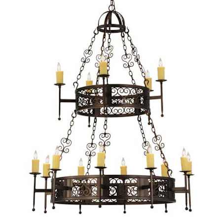 Meyda Tiffany Toscano 15 Light 48" Wide Taper Candle Style Chandelier Mahogany Bronze