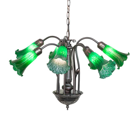 Meyda Tiffany Green Tiffany Pond Lily 7 Light 24" Wide Chandelier Mahogany Bronze