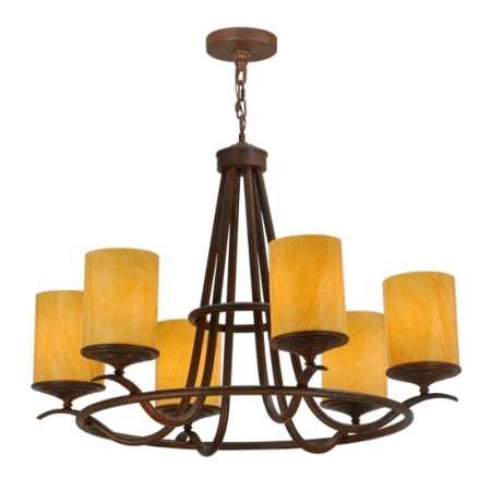 Meyda Tiffany Octavia 6 Light 36" Wide Pillar Candle Style Chandelier Red Rust / Custom