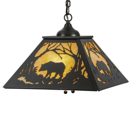 Meyda Tiffany Bear at Dawn 2 Light 23" Wide Pendant Timeless Bronze