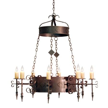 Meyda Tiffany Diamante 8 Light 48" Wide Wrought Iron Candle Style Chandelier Gilded Tobacco