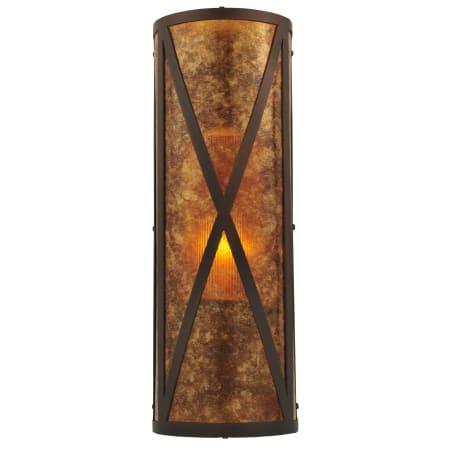Meyda Tiffany 7" W Amber Mica Diamond Mission Wall Sconce Mahogany Bronze / Amber Mica