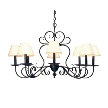 Meyda Tiffany Corrina 8 Light 36" Wide Chandelier with Cream Textrene Shades - Blackwash Finish Blackwash