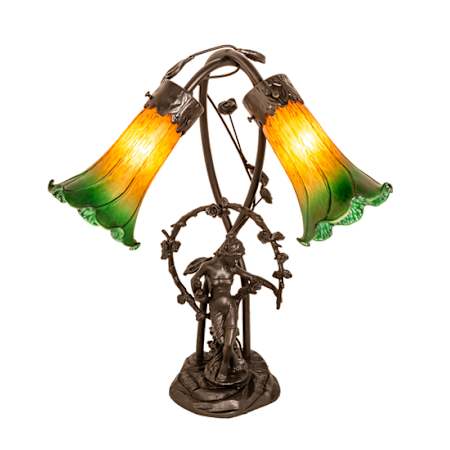 Meyda Tiffany 2 Light 17" Tall Novelty Table Lamp Mahogany Bronze
