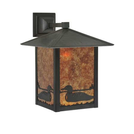 Meyda Tiffany 12" W Seneca Loon Solid Mount Wall Sconce Amber Mica