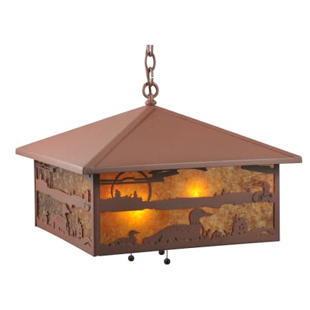 Meyda Tiffany 20" Square Loon On The Lake Pendant Rust / Amber Mica