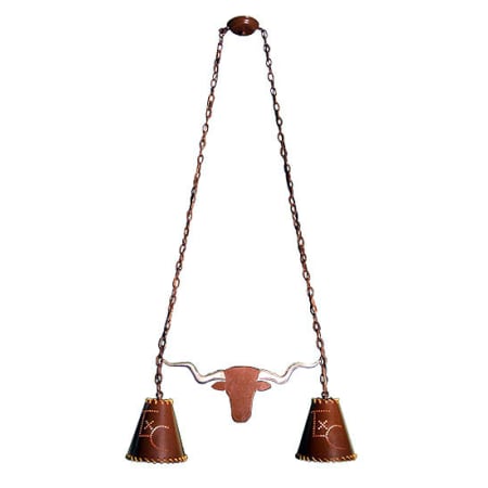 Meyda Tiffany Texas Longhorn 2 Light 32" Wide Linear Chandelier with Brown Mica Shade Craftsman Brown