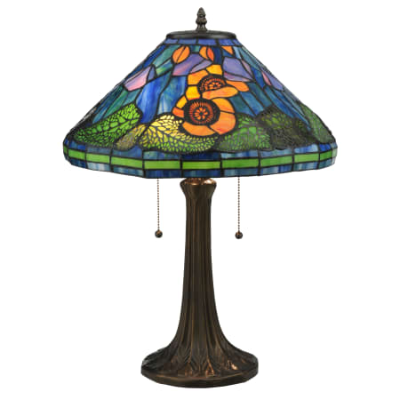 Meyda Tiffany 23" H Tiffany Poppy Cone Table Lamp Purple / Blue Orange / Green