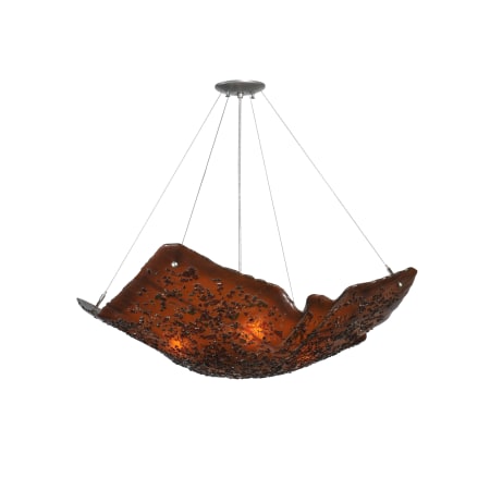 Meyda Tiffany 36" W Cobblestone Fused Glass Inverted Pendant Amber / Amber Green
