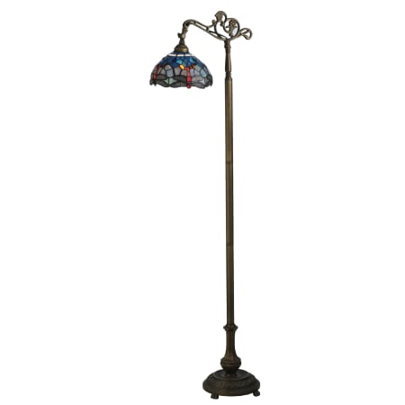 Meyda Tiffany 63" H Tiffany Hanginghead Dragonfly Bridge Arm Floor Lamp Flame Beige