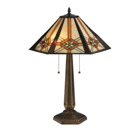 Meyda Tiffany 25" H Crosshairs Mission Table Lamp Beige French Bronze